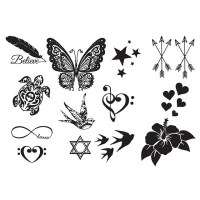 China 2021 Temporary Henna Tattoo Stencil Sticker Body Art Black Henna Lace Hands Animal Tattoo Sticker for sale