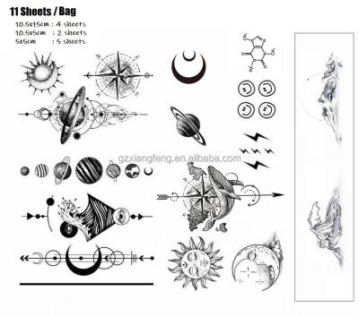 China Stunning 11 Sheets Per Bag Temporary Tattoo Influencer INS Temporary Tattoo Supplies Outer Space Theme Fake Tattoo for sale