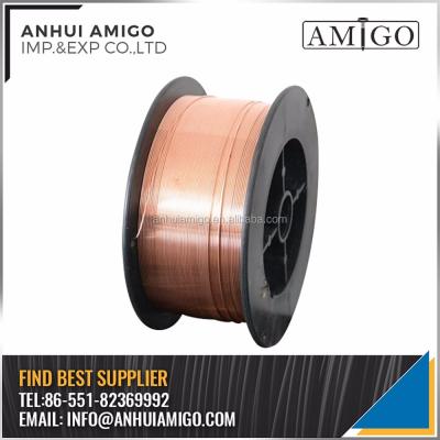 China Carbon steel net weight 15kg/spool copper coated mild steel welding wire CO2 MIG welding wire er70s-6 for sale