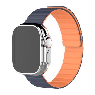 China LEWO Silicone Latest Design Magnetic Dual Color Silicone Watch Band For Apple Watch Series Ultra 8 7 6 5 4 3 Se 49 45 44 41mm for sale