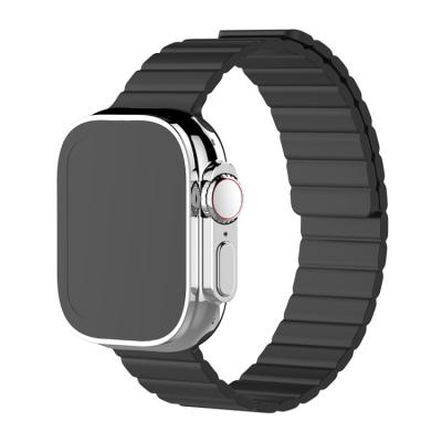 China LEWO Silicone Buckle Watch Band UV Magnetic Folding Magnetic Soft Rubber Strap For Apple Watch Ultra SE Series 8 7 6 5 4 3 for sale