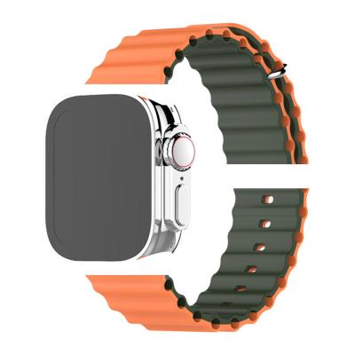 China Wholesale LEWO Silicone Ocean Band Sport Silicone Buckle Watch Band Strap For Apple Watch Series Ultra 8 7 49mm 41mm for sale