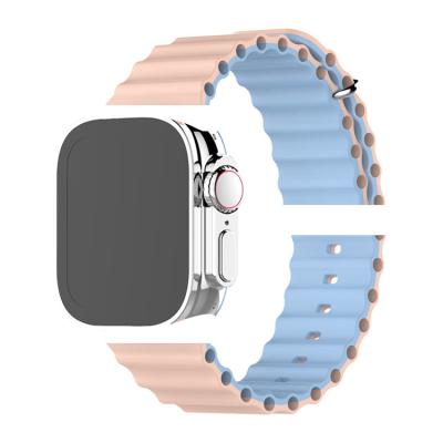 China LEWO Silicone Fashion Silicone Watch Bands Ocean Watch Band Adjustable Strap For Apple Watch Ultra 8 Series 49mm 41mm for sale