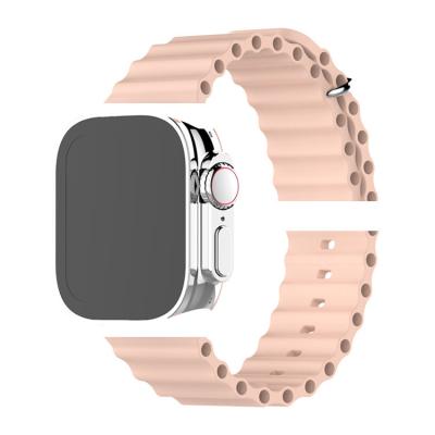 China LEWO Silicone New Arrivals Dual Silicone Buckle Sports Ocean Strap Watch Band For Apple Watch Ultra 8 Series 49mm 41mm for sale