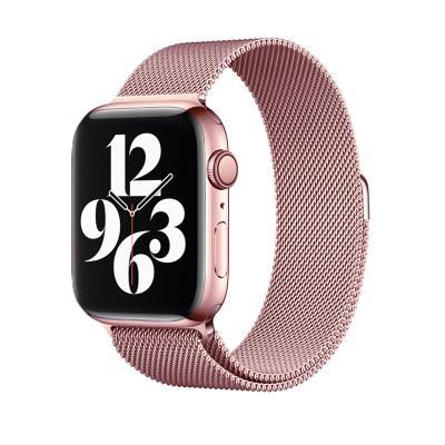 China LEWO Stainless Steel Titanium Color Buckle Metal Strap Milanese Band For Apple Watch Series Ultra 8 7 6 Se 49 44 40 42 38 41 45mm for sale