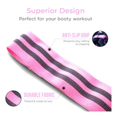 China Home Use No Slip 3pcYoga Elastic Fabric Resistance Band With Logo Workout Gym For Legs And Butt for sale