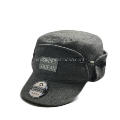 China Warm Hat JOINT ARMY Outdoor Wool Fleece Ear Flap Hat With Custom Woven Label Logo for sale