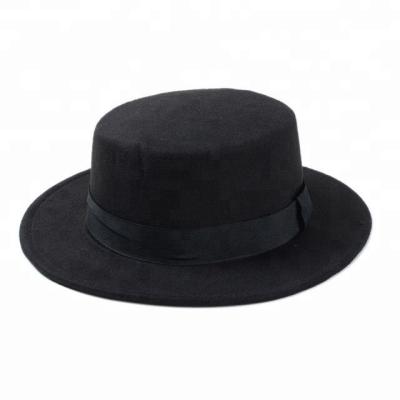 China Popular Character Women Wool Fleece Flat Top Cowboy Caps For Fedora for sale