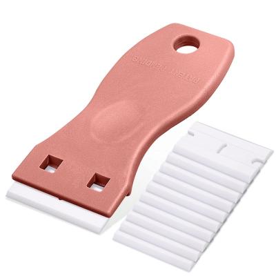 China Plastic Razor Scraper Logo Rose Gold Adhesive Glue Tape Blade Custom Blade Scraper Removal ARLANY Glue Sticker for sale