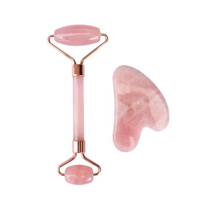 China Authentic high quality face lift rose quartz jade roller with gua sha facial cosmesis for sale