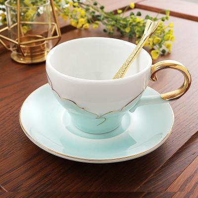 China Korean Gold Household Coffee Mug Set Coffee Insti Style Ceramic Afternoon Tea Mug Coffee Border Gift Box Set for sale