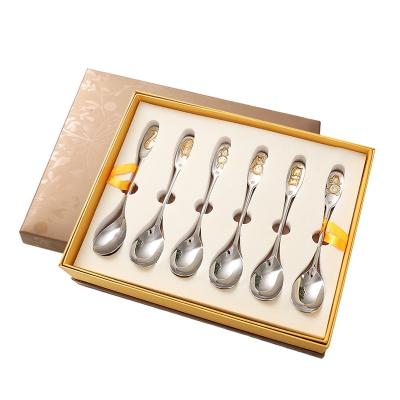 China 24pcs 304 Stainless Steel Empty Fork Spoon Cutlery Set With Gift Box Packing for sale