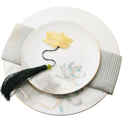 China Sustainable Family Steak White Sustainable Dish Set With Flower Pattern For Hotel for sale