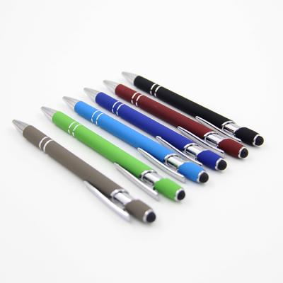 China Best Promotional Stylus Rubber Smooth Ball Pen Engraving New Design Hot Selling Metal Pen for sale