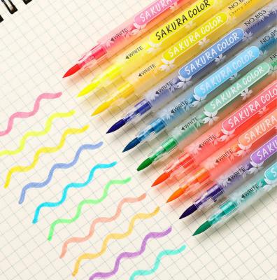 China Soft Flexible Felt Tip Fine Art Highlighter Bar Brush Pen Fluorescent Art Marker for sale