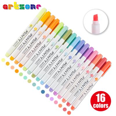 China Manufacturer Supplies Customized 16 Color Neon Pastel Highlighter Bar Pen Tip Multicolor Logo Mint Scented Fluorescent Rainbow Double Tip for sale