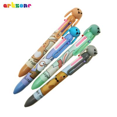 China Office & Cute 6 Colors Kawaii Cartoon Novelty Rollerball Pen Multicolor Ballpoint Pen School 6 in 1 Color Ballpoint Pen for sale