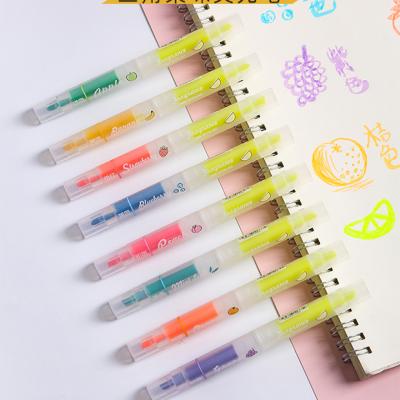 China Promotional Markers & Fresh Fruity Scented Triangular Fluorescent Highlighter Bars Pen With Double Tip for sale