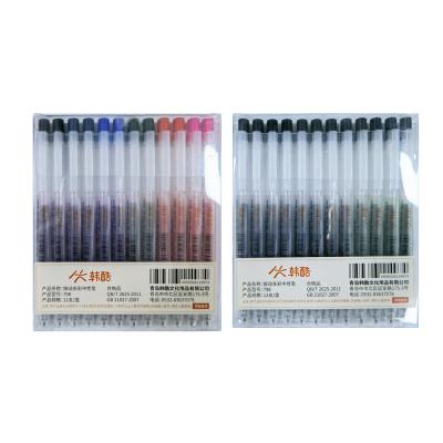 China 12pcs/set Normal High Quality Retractable Japanese Style Gel Ink Pen 0.5mm Fineliner Gel Pen For School Office Supplies for sale