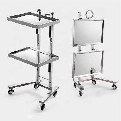 China Salon tools organize cheap gold and white metal beauty hairdressing cart foldable spa salon cart for sale