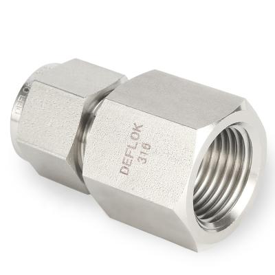 China 316 S.S Fittings Compression Instrumentation Tube 1/4 inch X-tube 1/4 inch Female Twin Ferrule Connector 316 6000psi Swagelok NPT for sale