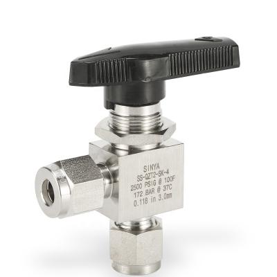 China Instrumenation Ball Valve Mini Right Angle Double Compression Tube Ball Valves Ferrules 316L SS /2 General Fitting 1