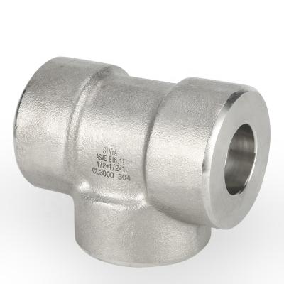 China 304/304L Stainless Steel, ASME B16.11 2000# 3000# 6000# 9000# High Pressure Pipe Fittings Socket Weld Tee 1/8