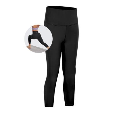 China Breathable Women's High Waisted Yoga 19 Inch Capris Pants Logo Printing Tummy Control Non Custom See Through Running Workout Sports Leggings for sale