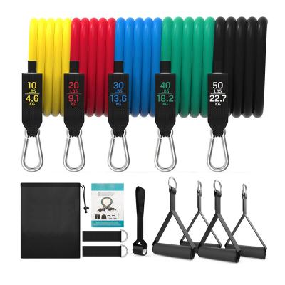 China Eco-Friendly Home Workout Set 150LBS Logo Fitness Resistance Bands With Custom Handles Door Anchor And Ankle Straps Heavy Duty Resistance Training for sale