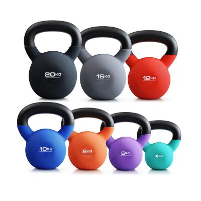 China Custom Cast Logo Fitness Vinyl Coated Neoprene Rubber Covered Dumbbell Kettlebell For Strength Weight Training for sale