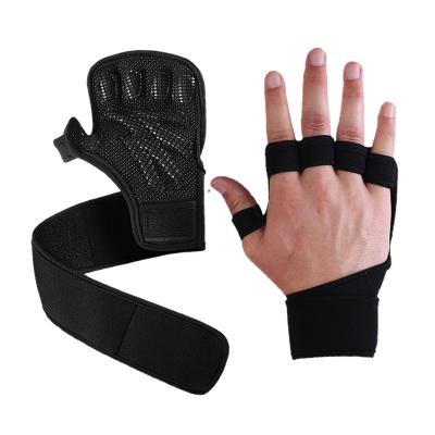 China OEM Men Women Weightlifting Workout Anti-Slip Gloves Built-in Wrist Wraps Gym Fitness Cross Training Hand Support Weightlifting Gloves for sale