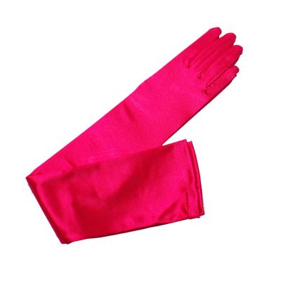 China Women's Long Satin Full Finger Wedding Gloves Elbow Bridal Opera Dance Gloves 1920s 59cm Length for sale