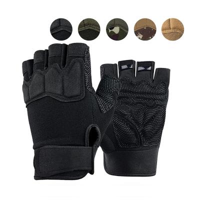 China Military Fingerless Tactical Gloves Shooting Hunting Motorcycling Climb Knuckle Protective Breathable Lightweight Outdoor Gloves for sale