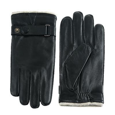 China Winter Comfortable Custom Sheepskin Leather Gloves Warm Thermal Touch Screen Driving Motorcycle Gloves With Wool Lining For Men for sale