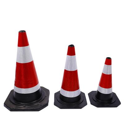 China Plastic Rubber/Plastic/PVC/EVA Height Reflective Rubber Red +White Traffic Cone Traffic Cone for sale