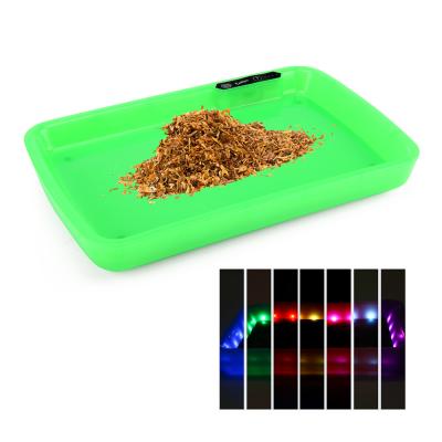 China Color Rechargeable Acrylic Light Plastic Rolling Cigarette Tray LED Smoking Smoking Accessories for sale