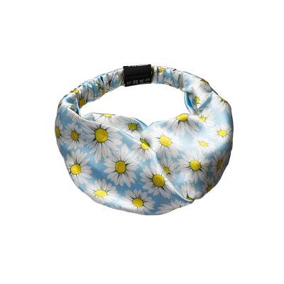 China Non-slip Customized Design Printed Elastic Scrunchie Silk Headband Hair Beauty Accessories For Women for sale