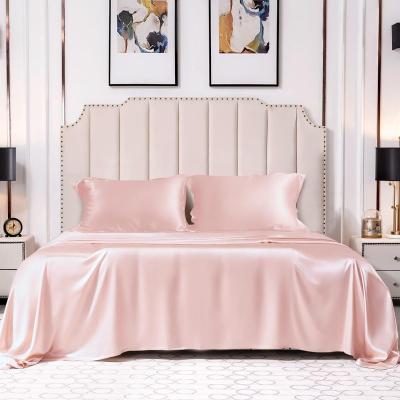 China Factory Sale 25 (4pcs) Anti Dust Mites Anti Dust Momme Silk Bedding Sheet Set For Sleeping for sale