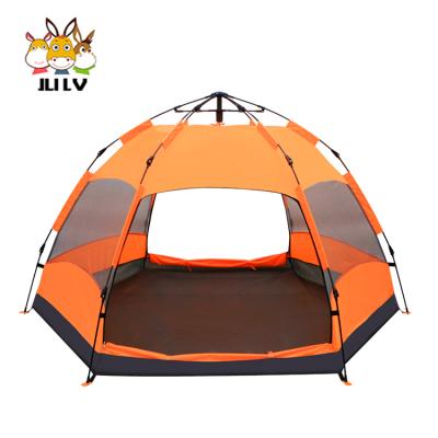 China Automatic Entertainment Summer Vacation Outdoor UV Protection Pop Up Luxury Resort Camping Hexagon Tent for sale