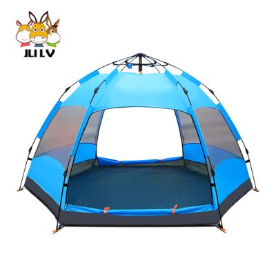 China OEM Large Space 5+ Person Outdoor Family Outdoor Entertainment Hexagon Camping Tent For Sale for sale