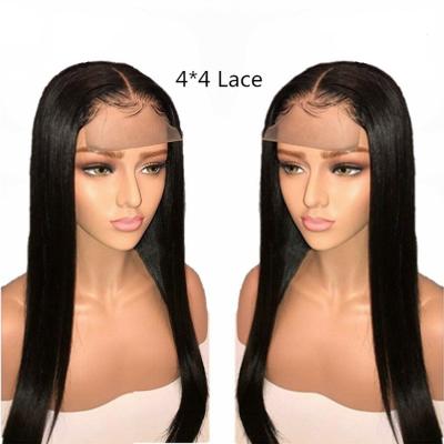 China No tangling 4x4 lace hair 150% 180% closure wig sellers 100%Aligned cuticle closure 200% wholesale 4x4 wig natural straight hair wigs for sale