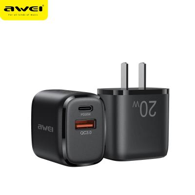 중국 2021 New Arrival C6 Mobile Phone AWEI PD Type-C QC3.0 20W Wall Charger USB C Wholesale 판매용