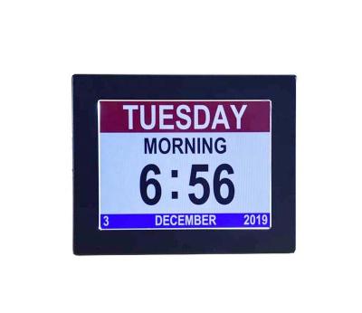 China Home Decoration 8 Inch Metal Case Photo Frame Desk Digital Clock For Time Alarm Reminder Digital Top Calendar for sale