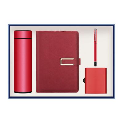 China Agriculture new product ideas 2022 corporate gifts custom small logo a6 pu notebook with pen notebook softcover gift set with vacuum flask for sale