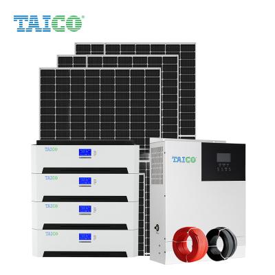 China TAICO 4kw 5kw 6kw Mini Home Solar System With Solar Batteries 12v Solar Power System for sale