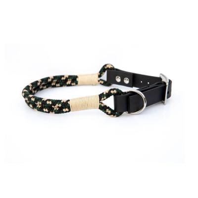 China Custom Viable Adjustable Strong Leather Rope Collar Soft Paracord Material Pet Climbing Training 100% Rope Climbing Dog Collars for sale