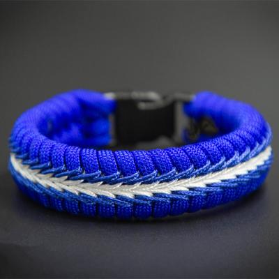 China 2022 eco-friendly outdoor white thin line personalized handmade woven paracord bracelet paracord bracelet for sale