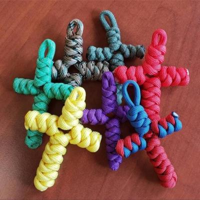 China Hunting Cross Pendants Man Paracord Knot Rope Crucifix Necklace Lanyard Custom Nylon Rosary Red Blue Pink Greek Cross Religious Key Chain for sale