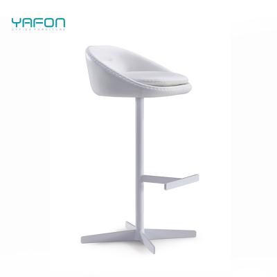 China PU Bar Stool Convertible Cheap Modern Leather Seating Umpire Chair With Footrest, White Swivel Bar Chair for sale