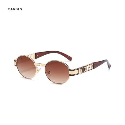 China Fashion Eyewear 2021 DARSIN Sunglasses Metal Frame Oval Hip Hop Steampunk Temple Shading Sun Glasses for sale